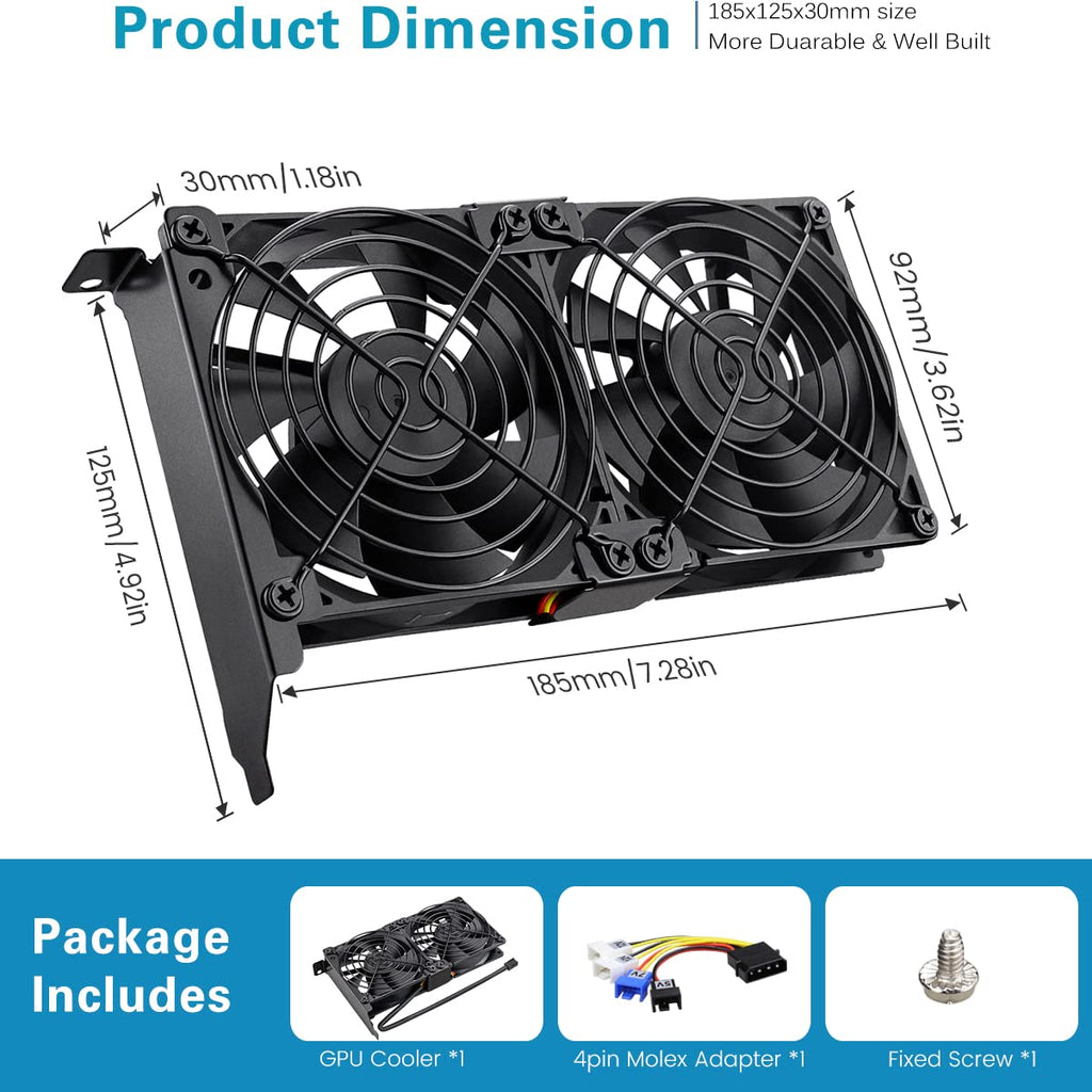 GDSTIME Graphic Card Fans, Graphics Card Cooler, Video Card Cooler, PCI Slot Dual 90mm 92mm Fans, VGA Cooler