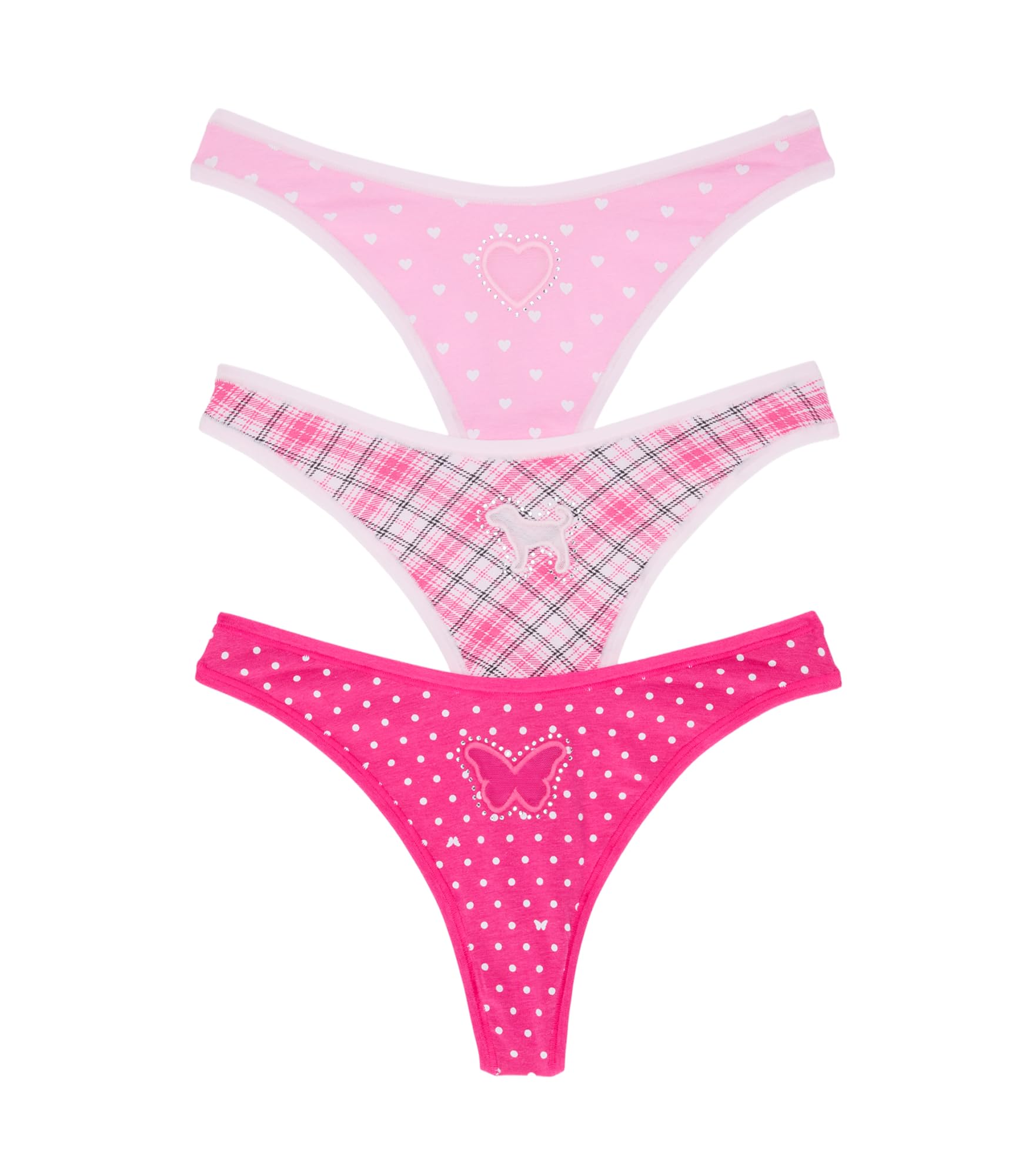 Victoria's Secret PINK | Elle 3-Pack Cotton Thong Panties, Elle Pink Pack, M