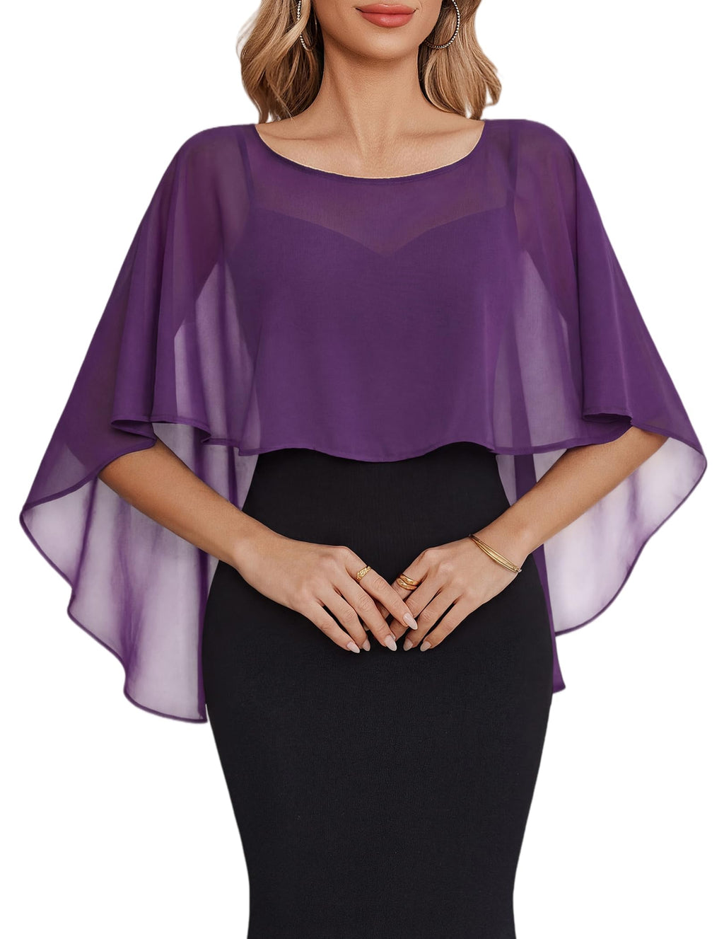 Avidlove Womens Capelets Chiffon Shawls Wraps Evening Dress Wedding Formal Occasion Cover Up