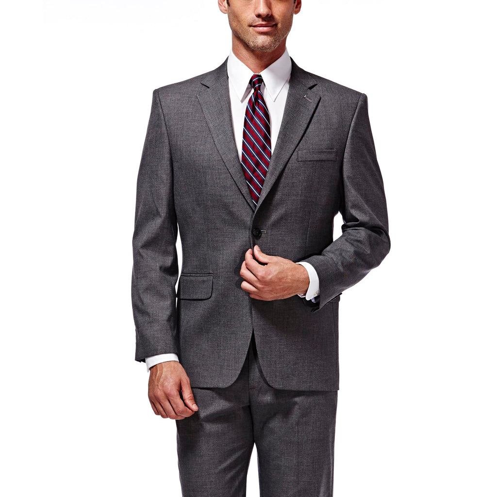 J.M. Haggar Men's Premium Performance Stretch Stria 2-Button Suit Separate Coat, Dark Heather Grey, 40R