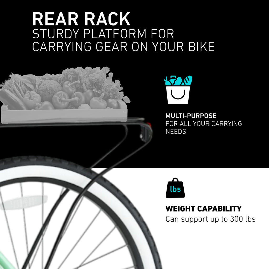 sixthreezero Around The Block Women's Beach Cruiser Bike, Hybrid Bicycle with Rear Rack