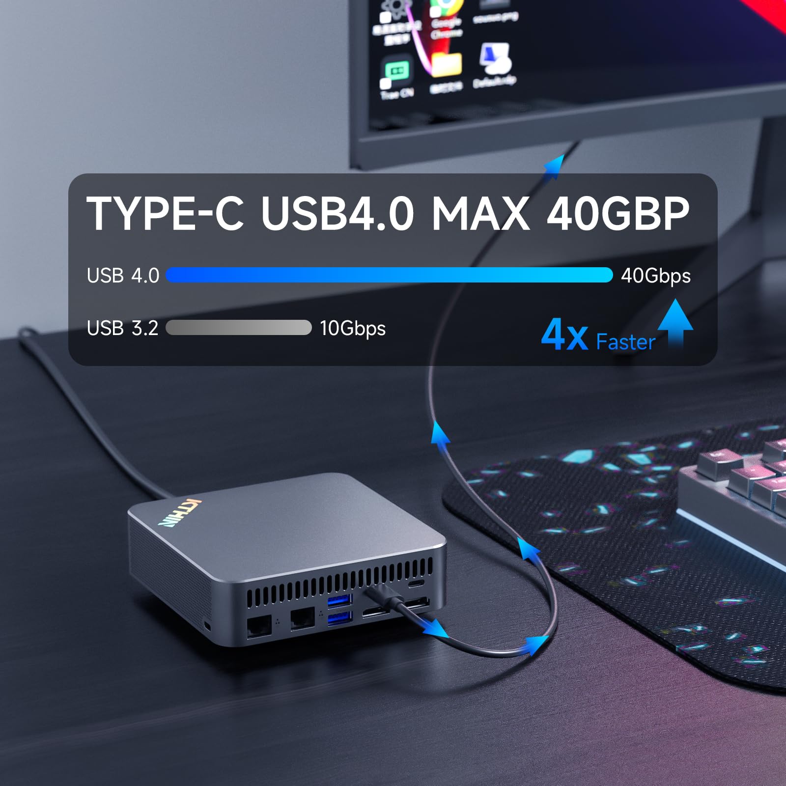 KTHIN Mini PC 13th Gen i5-1340P (up to 4.6GHz), 16GB DDR5 RAM 1TB PCIe4.0 SSD Mini Gaming PC, Dual LAN/Triple Display/USB4.0/WiFi 6/BT5.2/VESA Mount, Mini Desktop Computer for Office Home Business