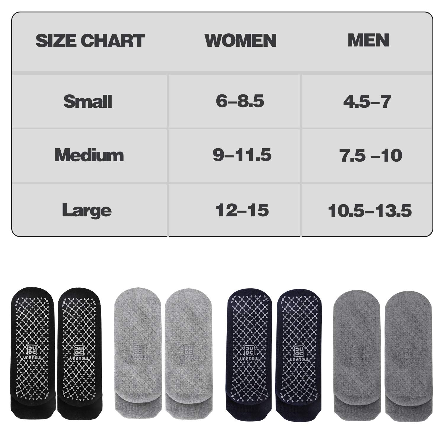 unenow Unisex Non Slip Socks with Grips Cushion for Yoga Pilates Barre Home & Hospital