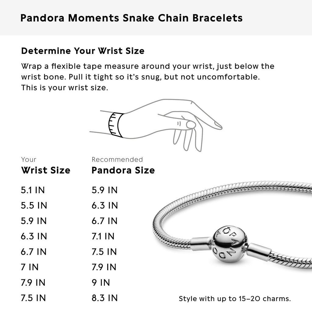 Pandora Jewelry Smooth Moments Snake Chain Charm Sterling Silver Bracelet, 6.3"