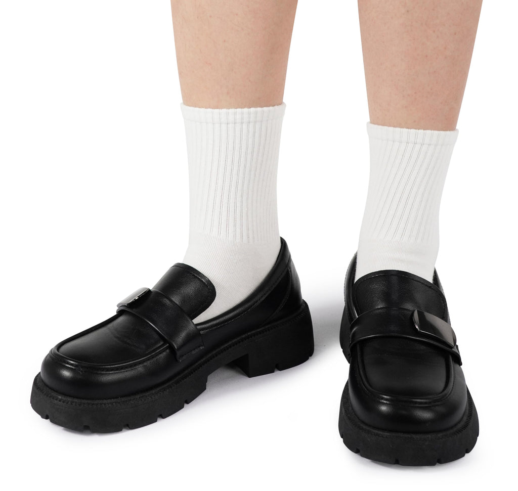BomKinta Women Casual Calf Socks - Cute Cotton Crew Socks - Soft Above Ankle Sock Gifts 6 Pairs All White Size 5-10