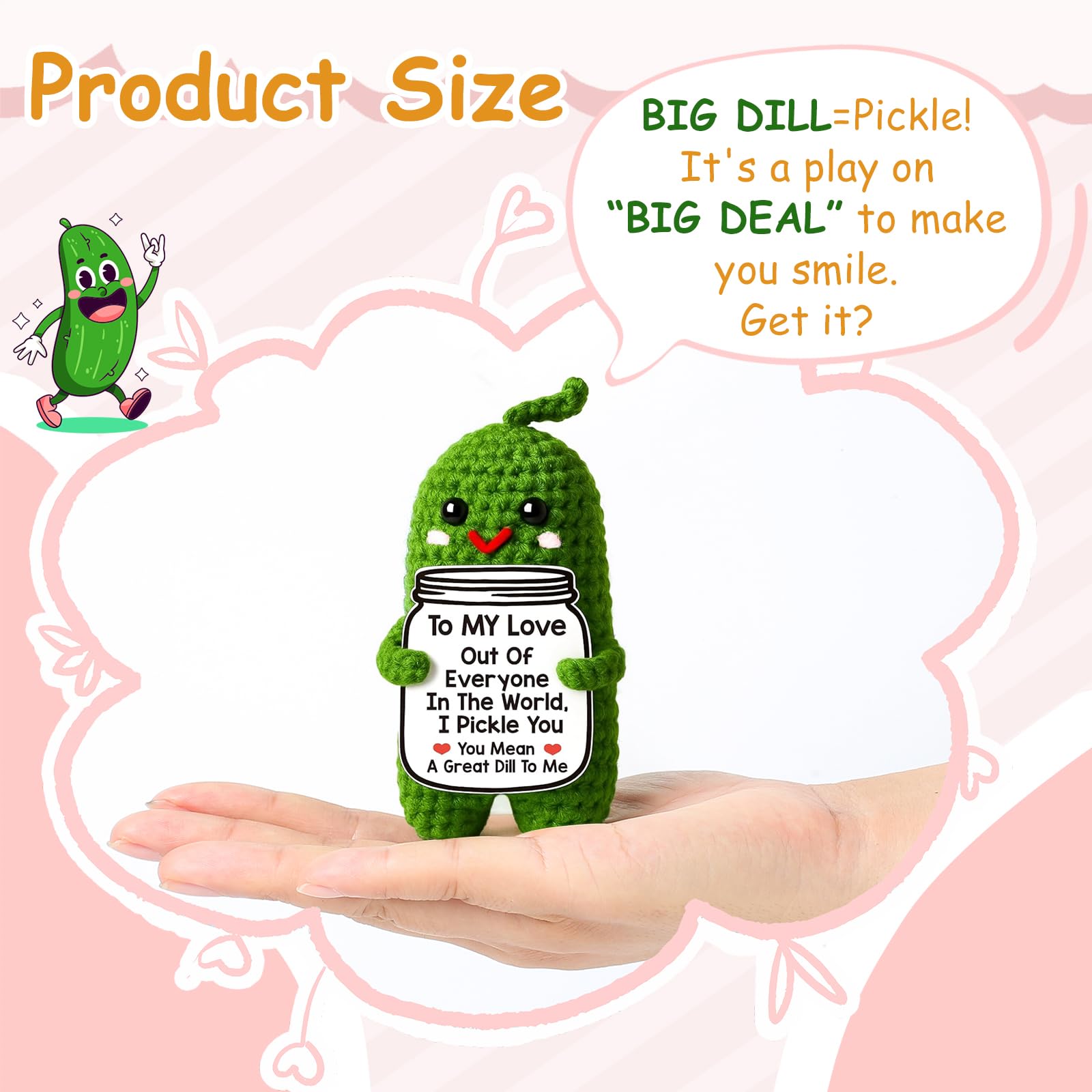 Valentines Day Gifts for Him Her Boyfriend Girlfriend, Handmade Crochet Pickle Valentines Gifts for Wife Husband, I Love You Birthday Gift To My Love Wedding Anniversary Romantic Gift for Couples