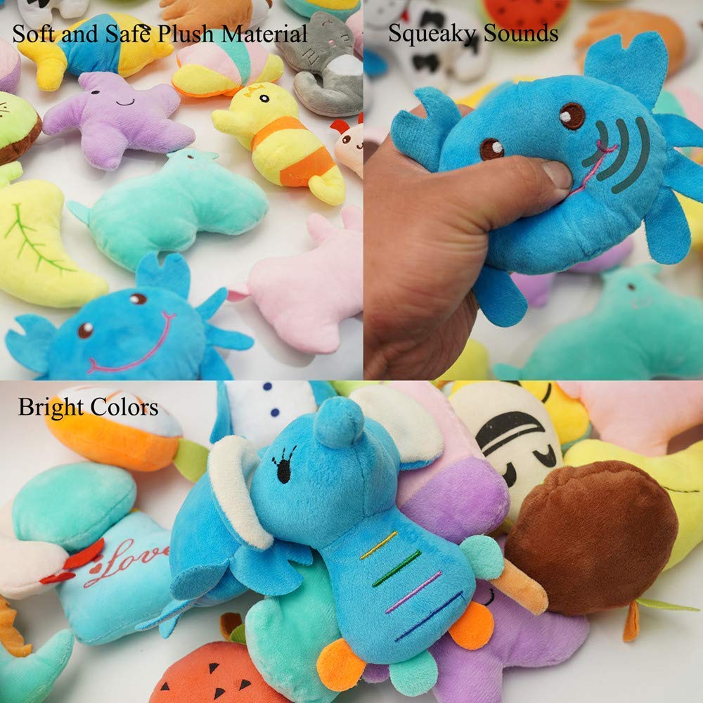 HDMOTU Pack of 26 Soft Small Medium Dog Squeaky Toys,Cute Puppy Favorite Comfortable Squeakers Toy,Multicolored for Puppy
