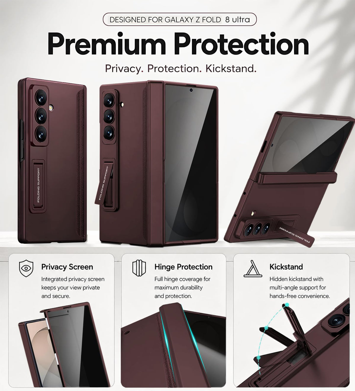 STORMTAL for Galaxy Z Fold 8 Ultra Case with Kickstand, Hinge Protection