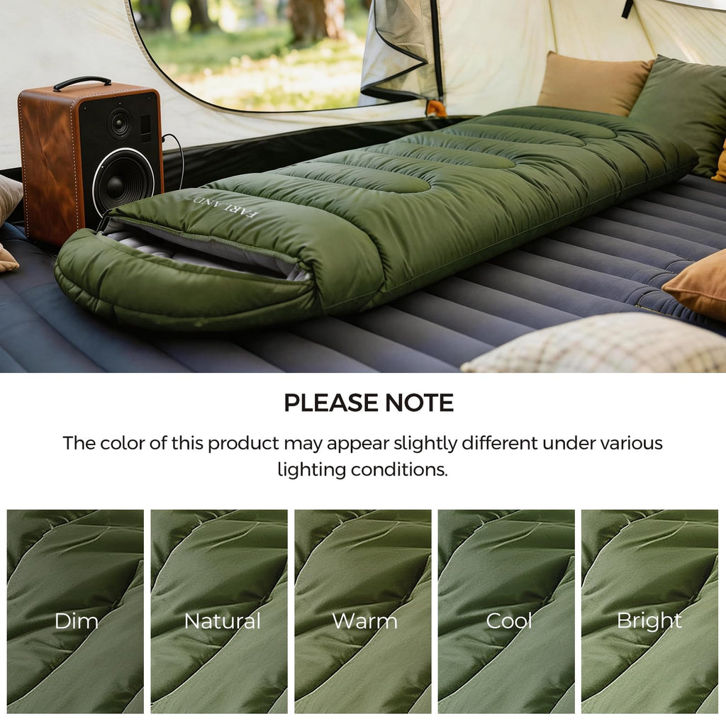 FARLAND Sleeping Bag for Adults, Cold Weather & Warm Plush Fleece-Lined Interior - Portable Waterproof Windproof with Compression Sack for Camping, Car Camping, Truck/Van, Traveling, Indoor & Outdoor