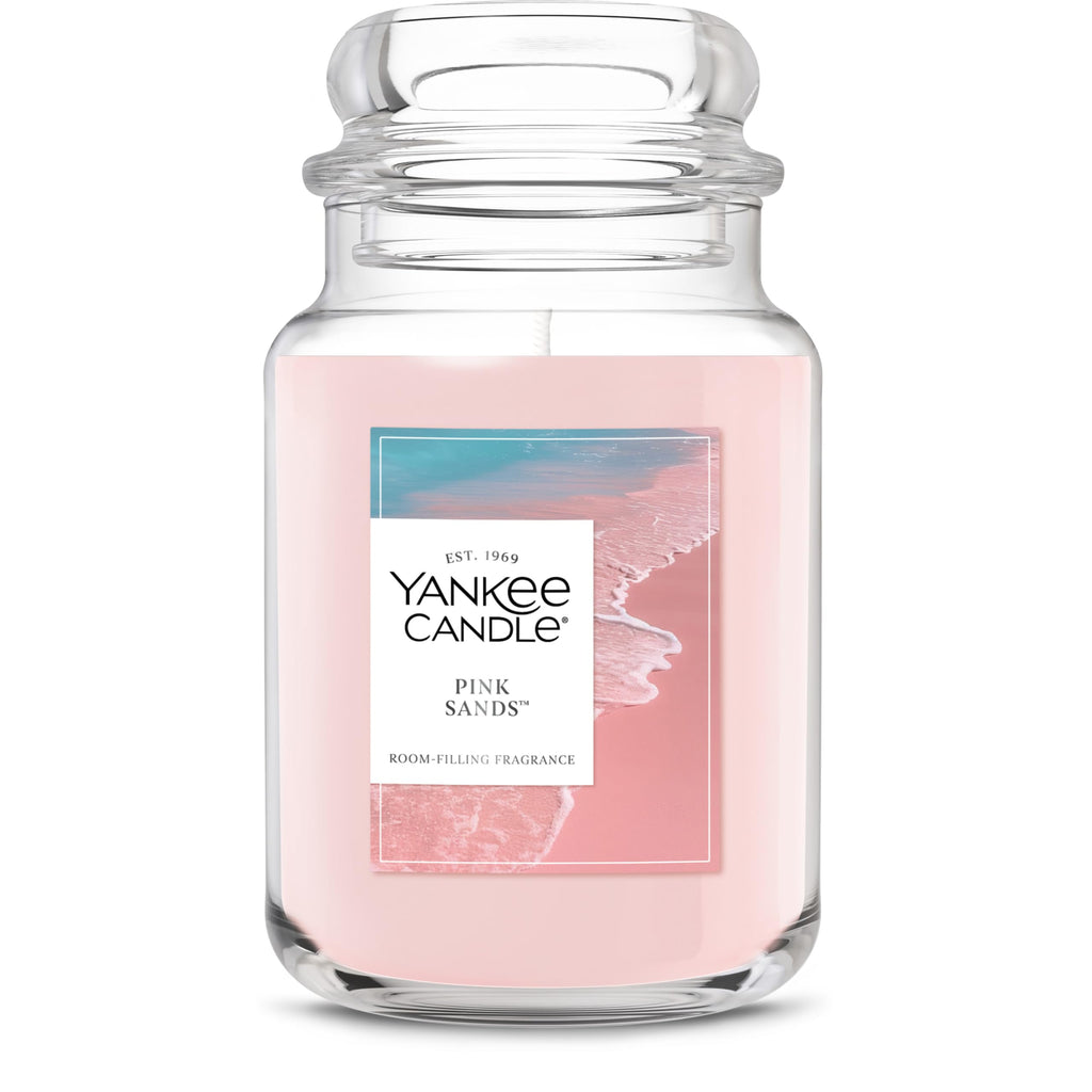 Yankee Candle Pink Sands, Scented Candle, 22oz Large Jar with up to 150 Hour Burn Time, Giftable, Birthdays