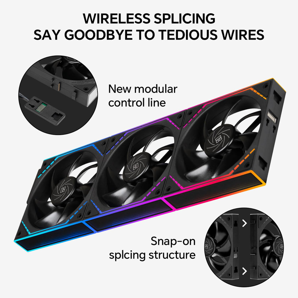 Thermalright TL-M12Q X3 120mm PC Case Fans, 2000RPM High Airflow, ARGB Daisy-Chain, Infinity-Mirror Lighting, 3-Pack