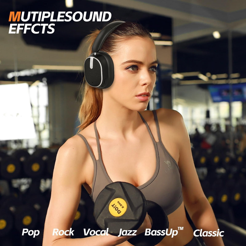 MMWOWARTS Hybrid Active Noise Cancelling Bluetooth Headphones,Bluetooth 6.0 Over Ear Wireless Headphones with 60H Playtime, Hi-Res Audio, Deep Bass, Memory Foam Ear Cups for Home Office Travel Black
