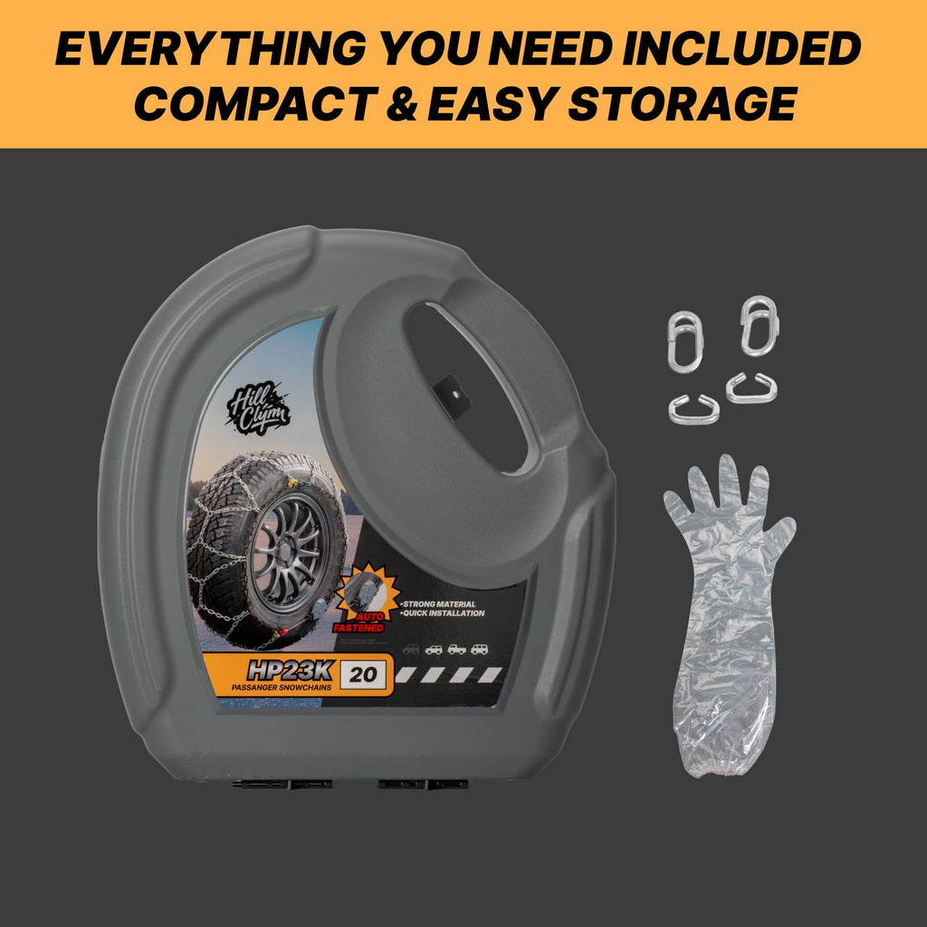 Auto Fixing Snow Chains for Pickup Trucks & SUVs Off-road, Heavy Duty Quick Fit & Easy Installation Snow Tire Chains, Portable Reusable Emergency Tire Traction Chain, Set of 2 (HPK-2335)