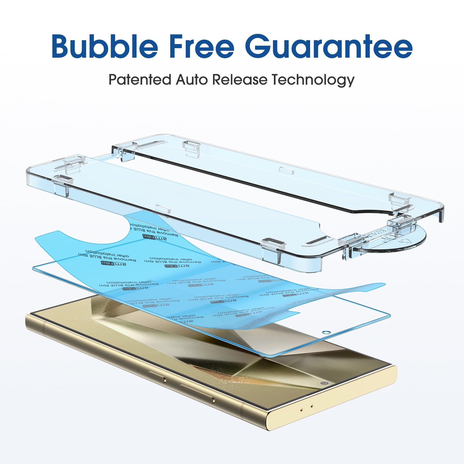 amFilm Auto-Alignment OneTouch for Samsung Galaxy S24 Ultra 6.8'' Screen Protector + Camera Lens Protector, Tempered Glass, 30 seconds Installation, Bubble Free, Case Friendly, Anti-Scratch [2+2 Pack]