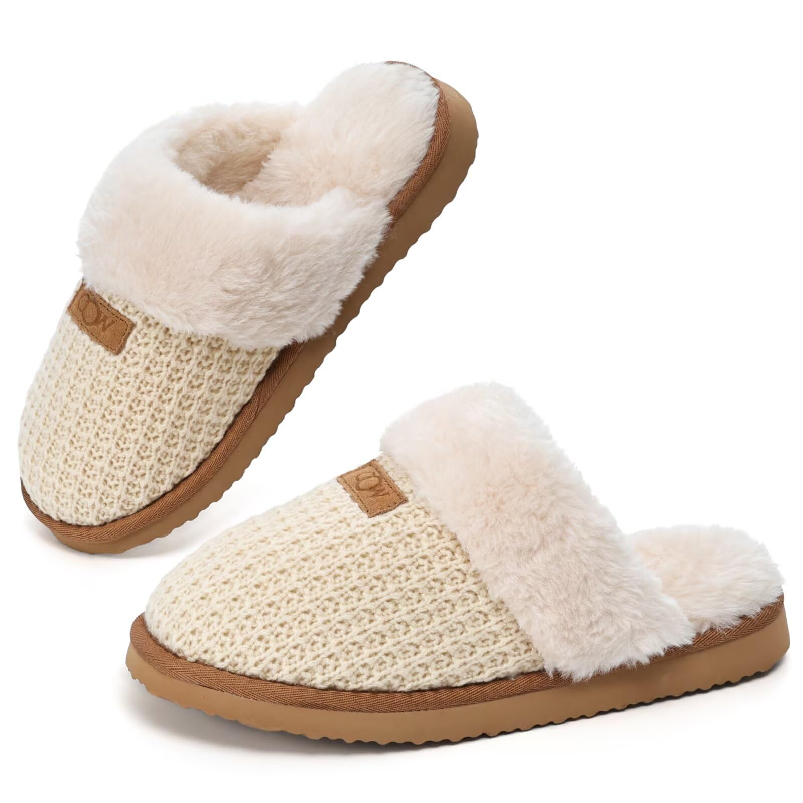 OOW Cozy House Slippers for Women with Memory Foam Soft Warm Fuzzy Slippers Women Home Womens Slipper Shoes for Indoor