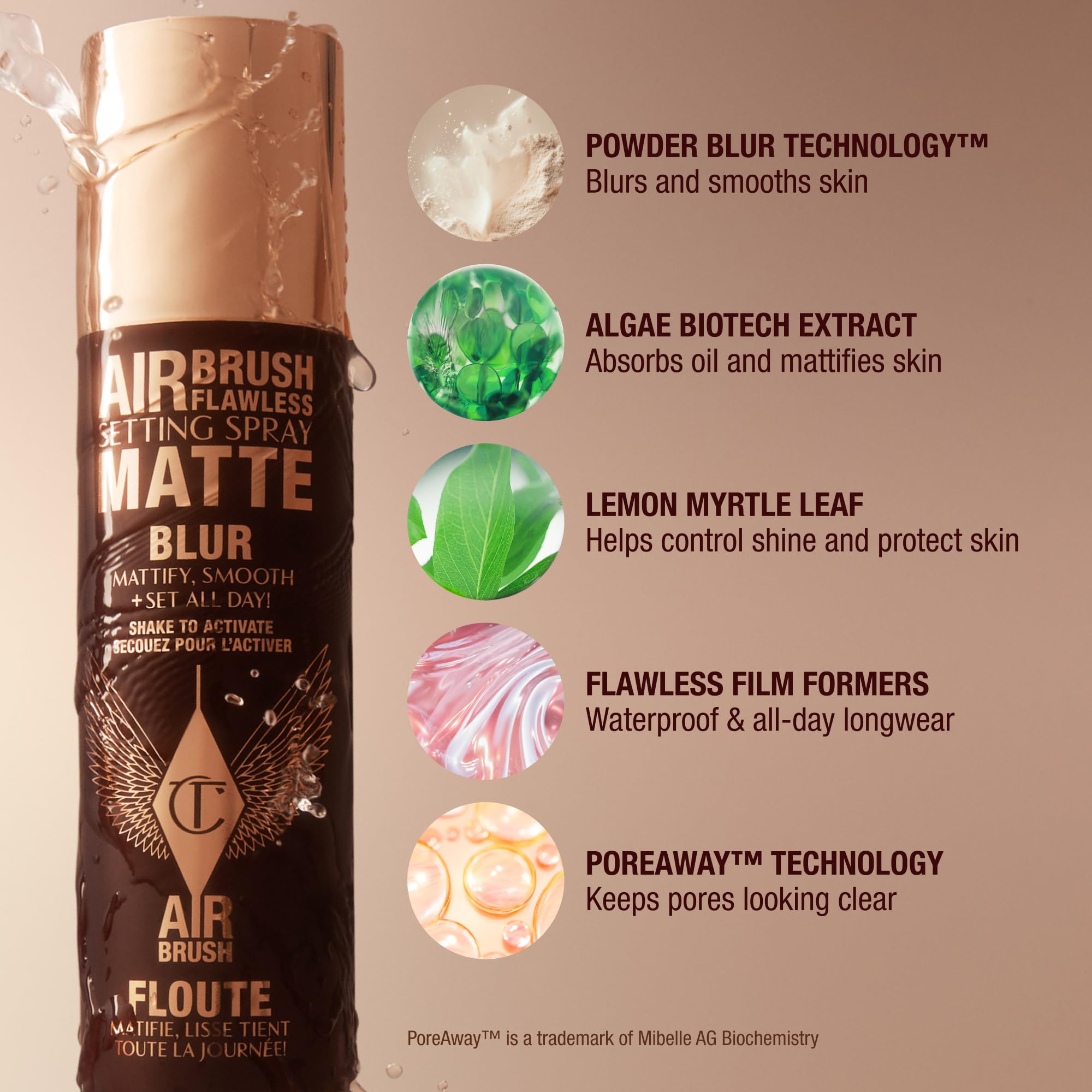 Charlotte Tilbury Airbrush Flawless Matte Setting Spray – Ulta-Fine Mist to Prime & Set Makeup Up to 16Hr – Oil and Shine Control with Blurring Matte Finish, Humidity & Waterproof