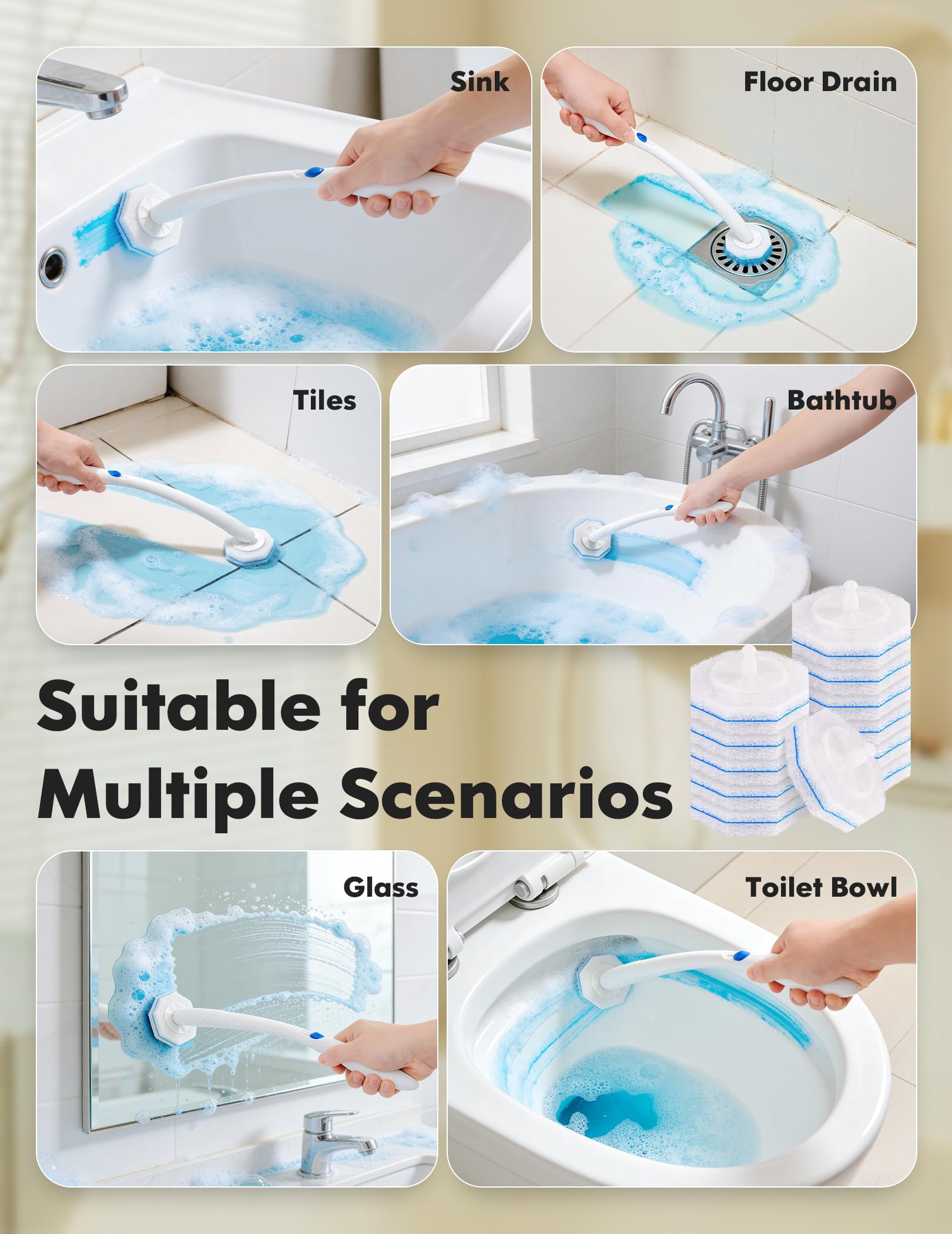 Kucbraly 50 Count Toilet Wand Refills for Clorox, Compatible with Most Disposable Toilet Brush for Bathroom Cleaning