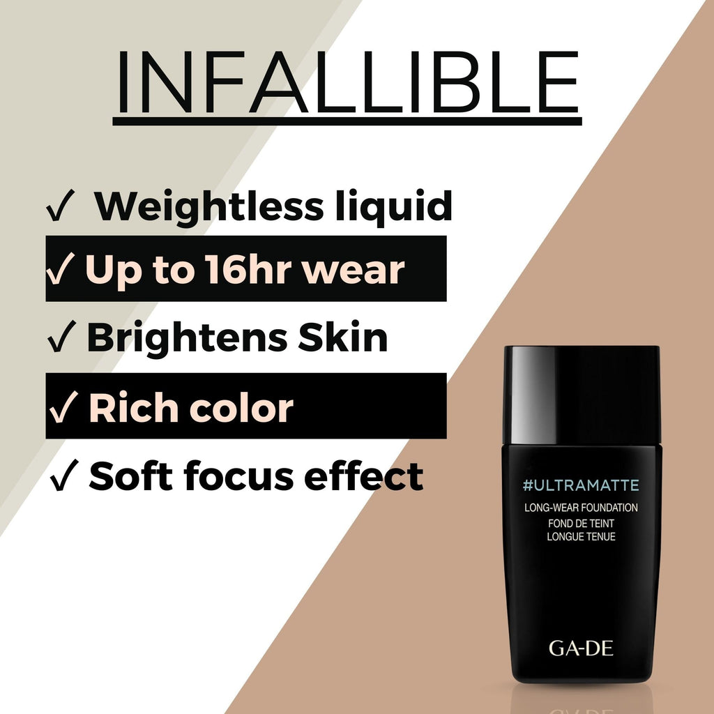 GA-DE Ultramate Long-Wear Foundation, 154 - Sweat-Resistant and No-Transfer Cream Foundation - Face Makeup for Flawless Ultra-Matte Finish - 1 oz