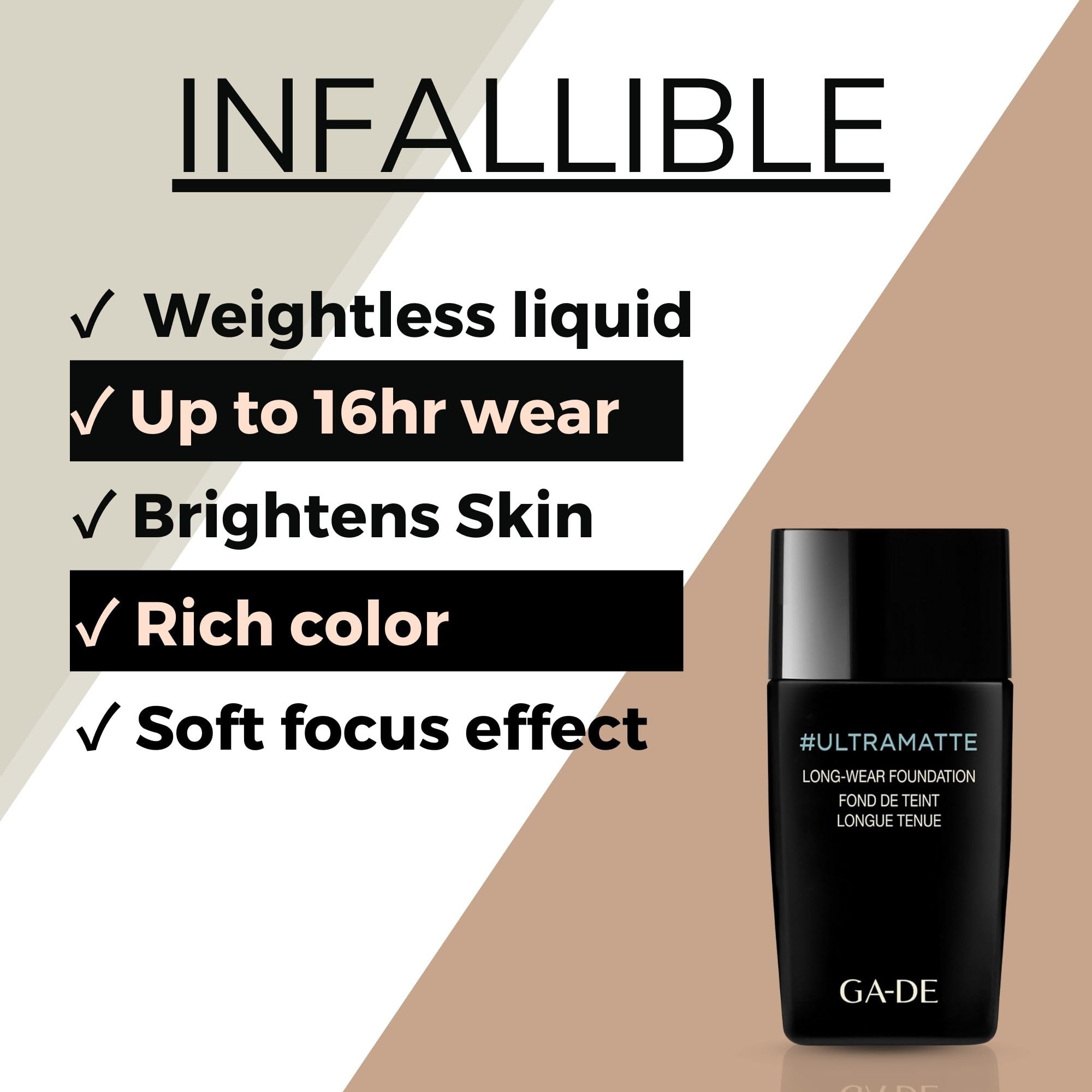GA-DE Ultramate Long-Wear Foundation, 154 - Sweat-Resistant and No-Transfer Cream Foundation - Face Makeup for Flawless Ultra-Matte Finish - 1 oz