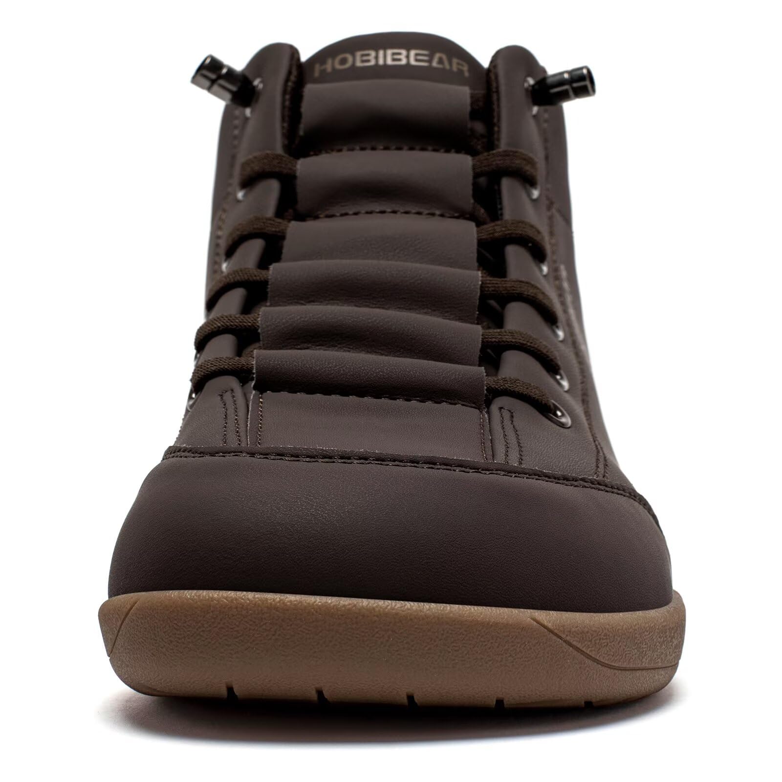 HOBIBEAR Leather Barefoot Boots Zero-Drop Wide Width Minimalist Shoes Unisex Mid Top Walking Boots(Dark Brown Women 11,Men 10)