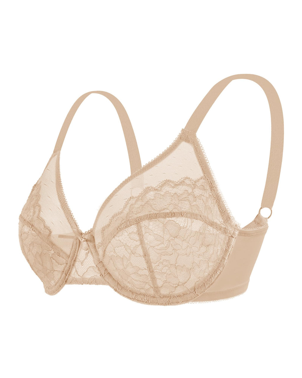 HSIA Minimizer Bras for Women Enchante Full Coverage Underwire Bras Plus Size Lifting Floral Lace Bra for Heavy Breast Warm Beige