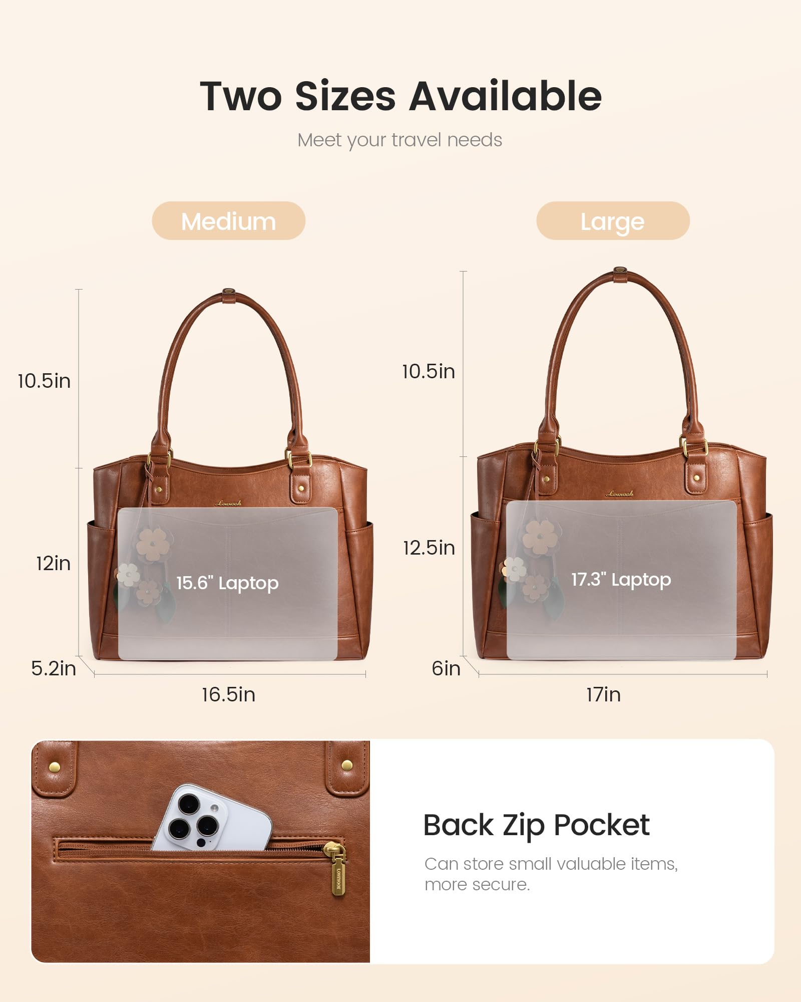 LOVEVOOK Laptop Bag for Women, 15.6inch Original Vintage Work Tote Bag Computer Office Teacher Bag with Large Cup Holder, Brown