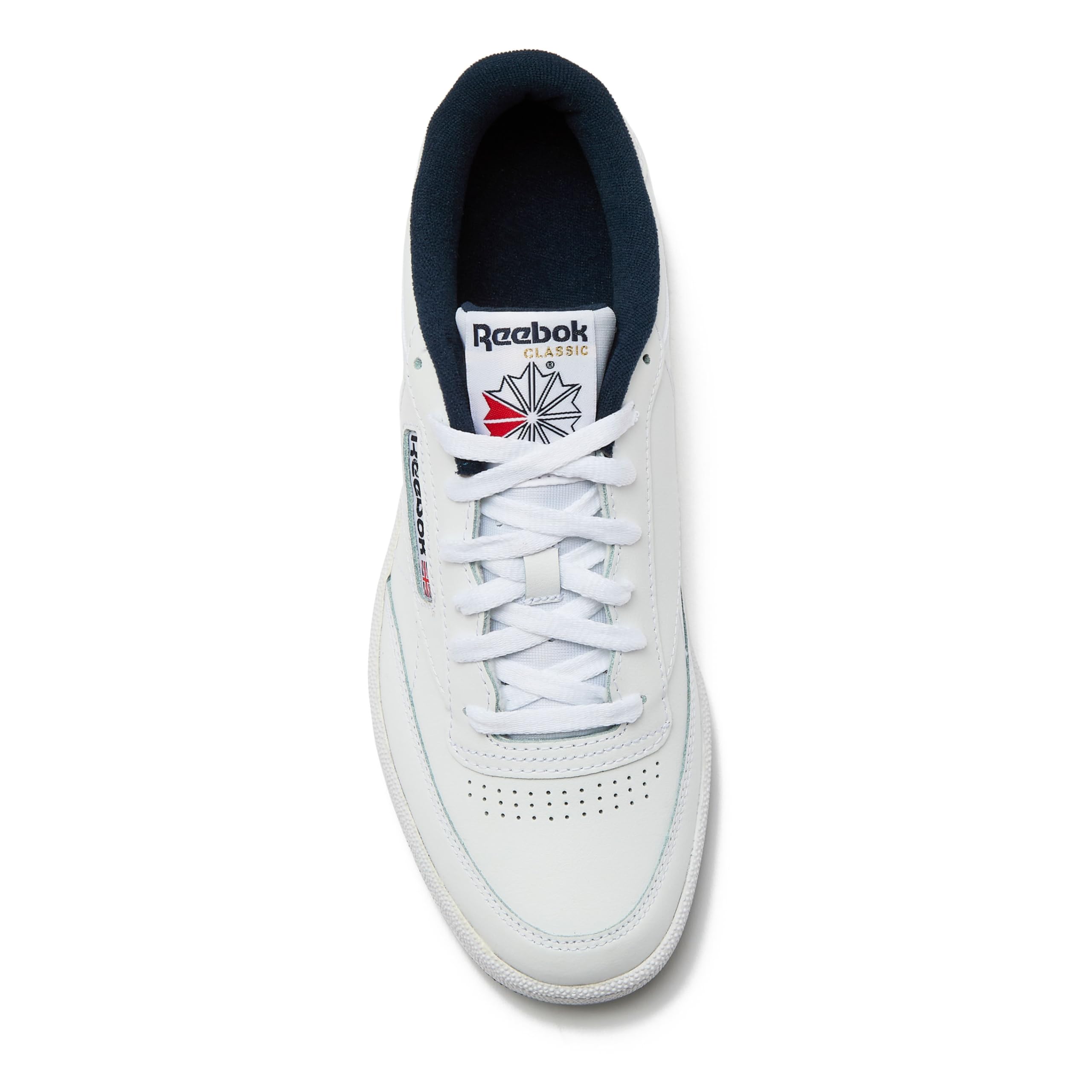 Reebok Club C 85 Mens Tennis Shoes, Casual Fashion White Sneakers for Men, Int-White/Navy, 14
