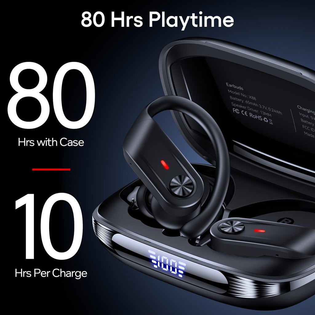TAGRY Hybrid Active Noise Cancelling Wireless Ear Buds 80 Hrs Playtime Hi-Res Stereo Quality Bluetooth Earbuds with Transparency Mode Headphones Bluetooth Earhooks ANC Earphones for Work