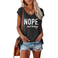 YITAN Women Nope Graphic T-Shirt V-Neck Cap Sleeve Tops Dark Grey Small
