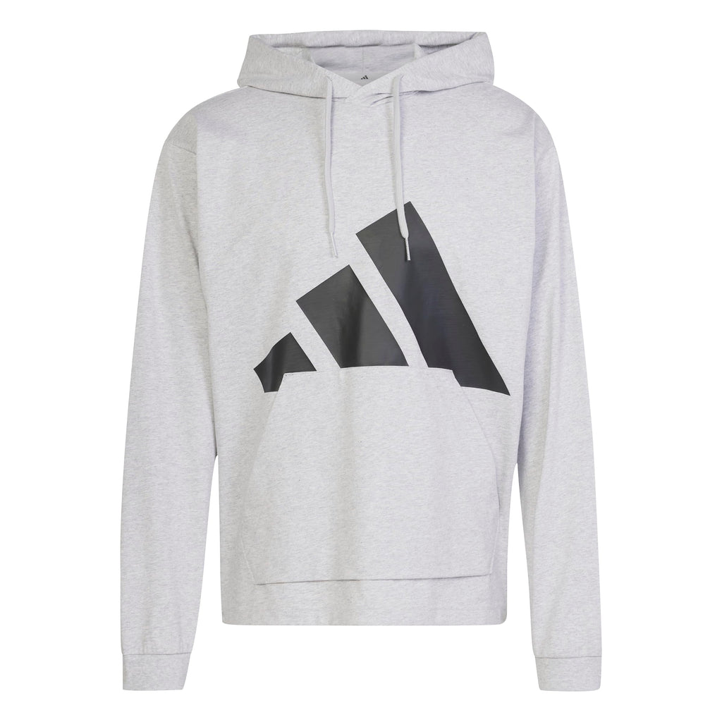 adidas Men's Essentials Big Logo Single Jersey Sportswear Hoodie, Light Grey Heather/Black, Large