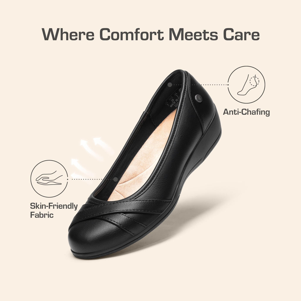 DREAM PAIRS Women's Ballet Flats Business Office Work Dress Shoes Comfortable Dressy Flats for Women,Size 7,Black,DWUMFA2503
