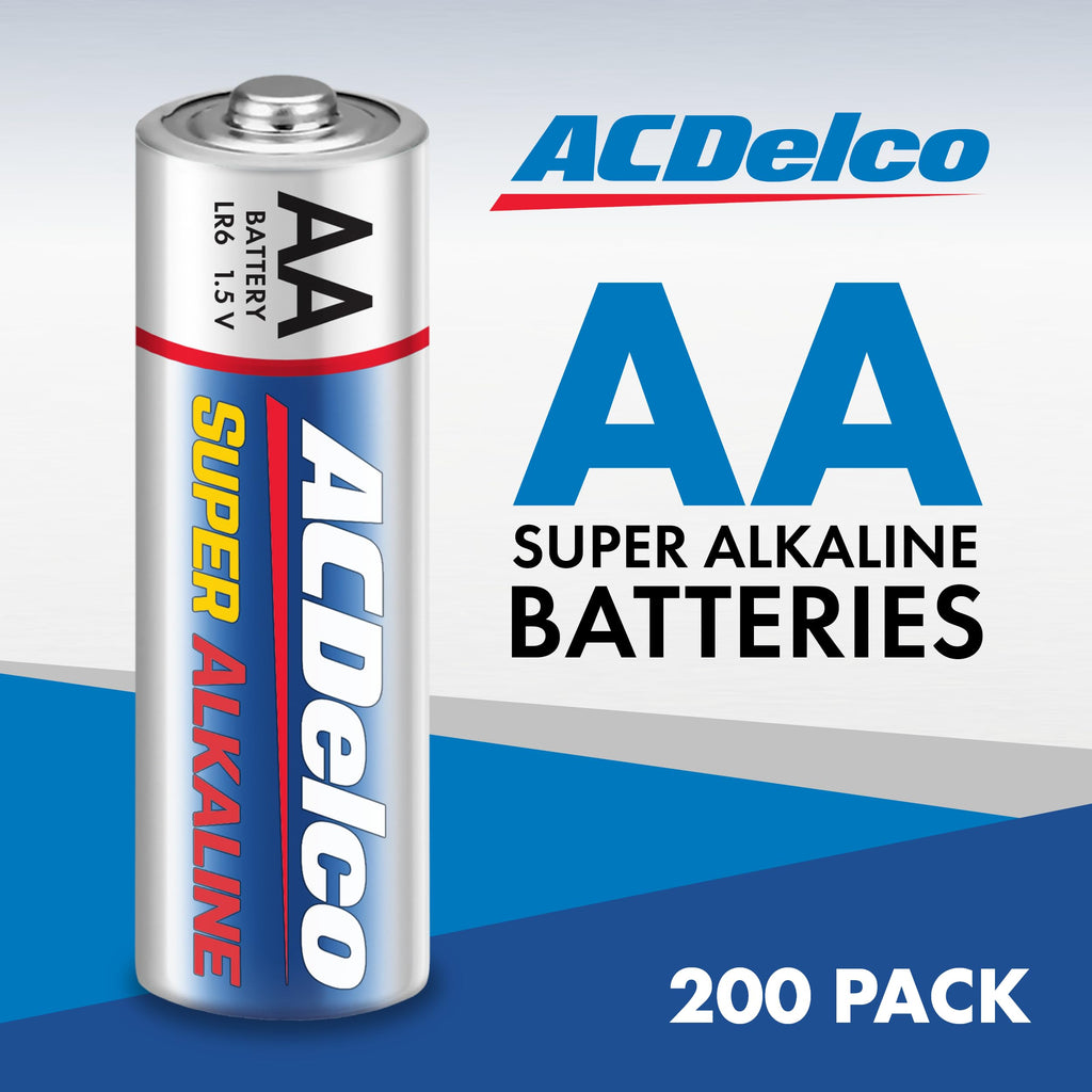 Powermax ACDelco 200-Count AA Batteries, Super Alkaline Battery, 10-Year Shelf Life, Recloseable Packaging