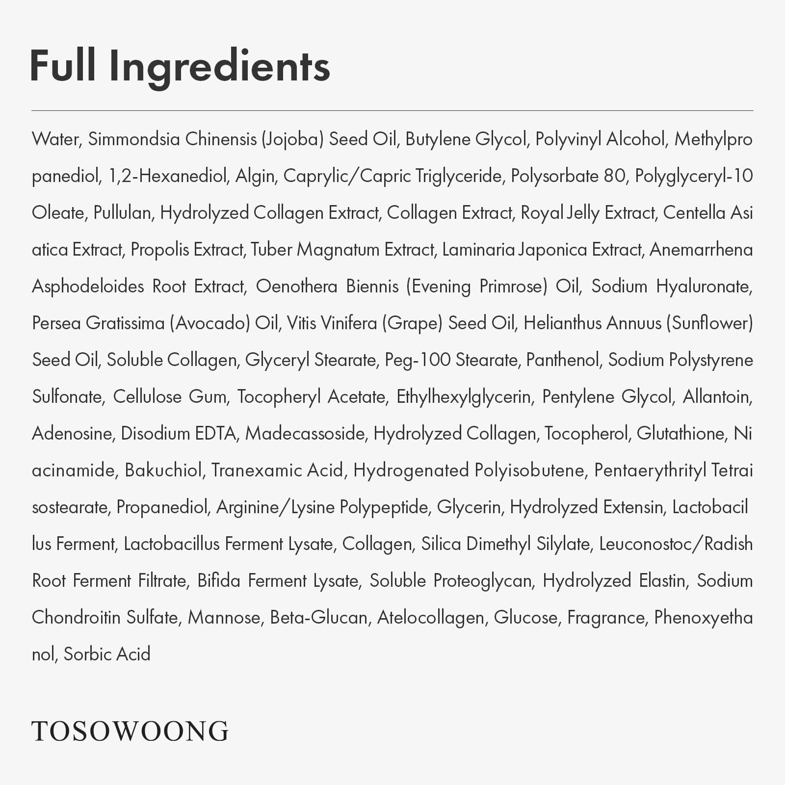 TOSOWOONG Real Collagen Fit, Hydrolyzed Collagen Wrapping Mask, Peel Off Facial Mask for elasticity, Hydrating, Glow, Glass Skin, Face Moisturizer, Self Care, Korean Skin Care, 50ml, 1.69 fl. oz.
