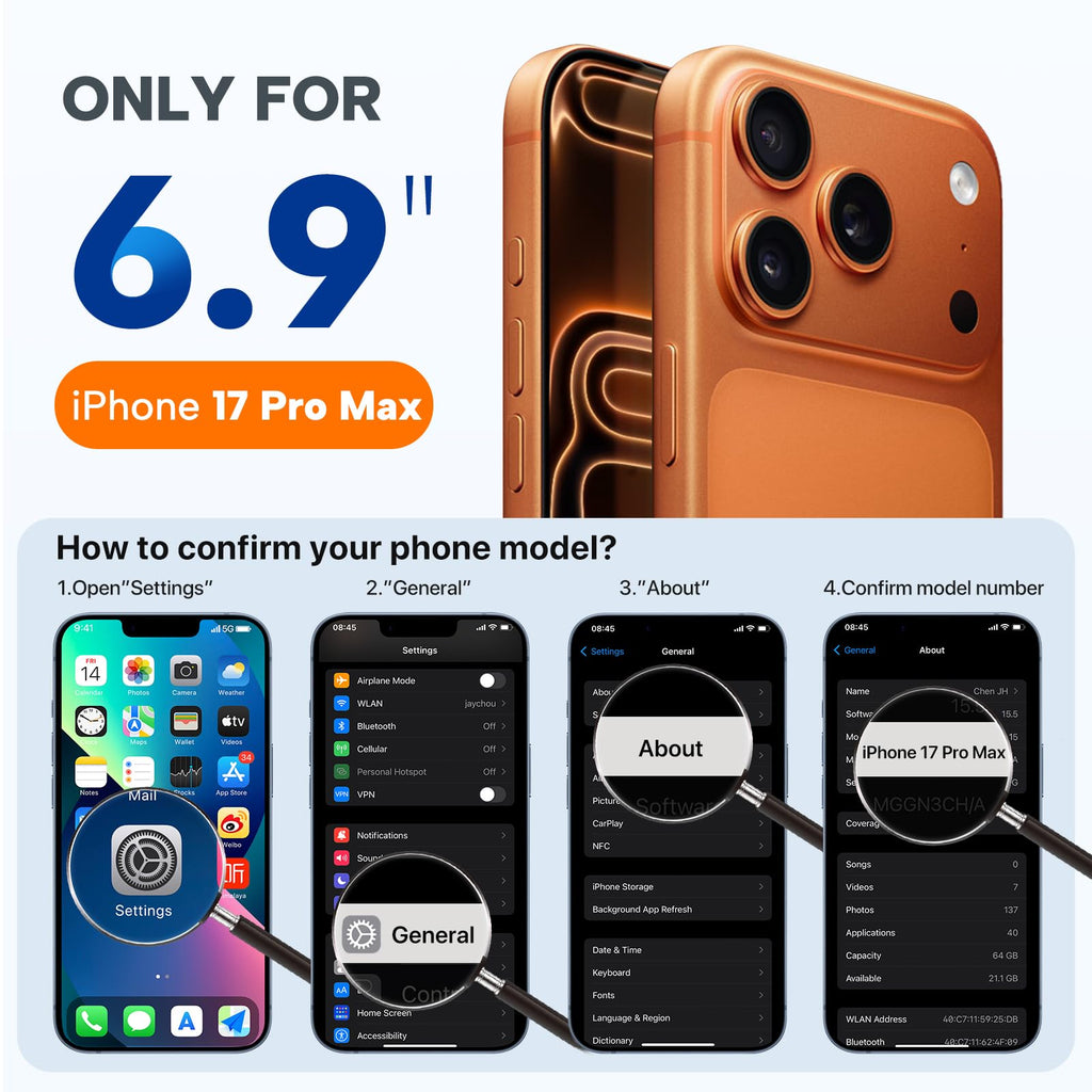 Miracase Magnetic for iPhone 17 Pro Max Case, Compatible with MagSafe, Integrated Silicone Camera Control Cover, 3.0mm Thicken Shockproof Drop Protection Phone Case for 17 ProMax, Orange