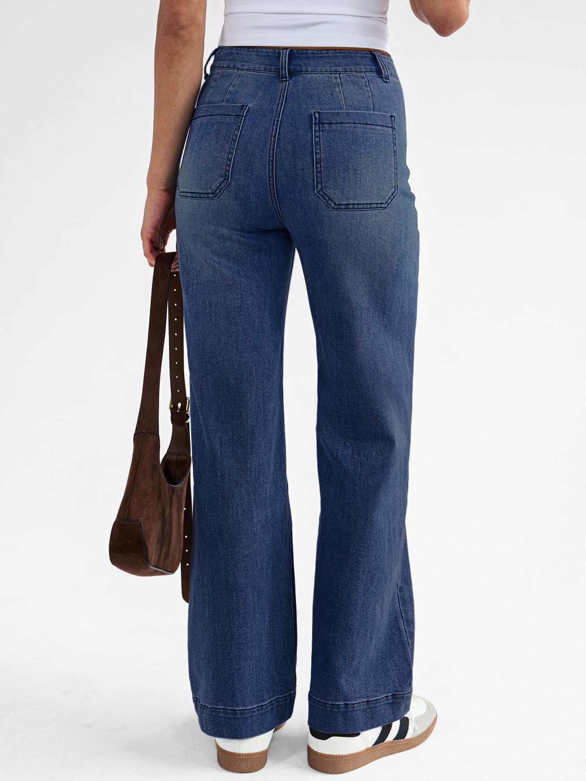 Trendy Queen Women's Wide Leg Jeans High Waisted Straight Leg Jeans Stretchy Baggy Denim Pants Blue 8