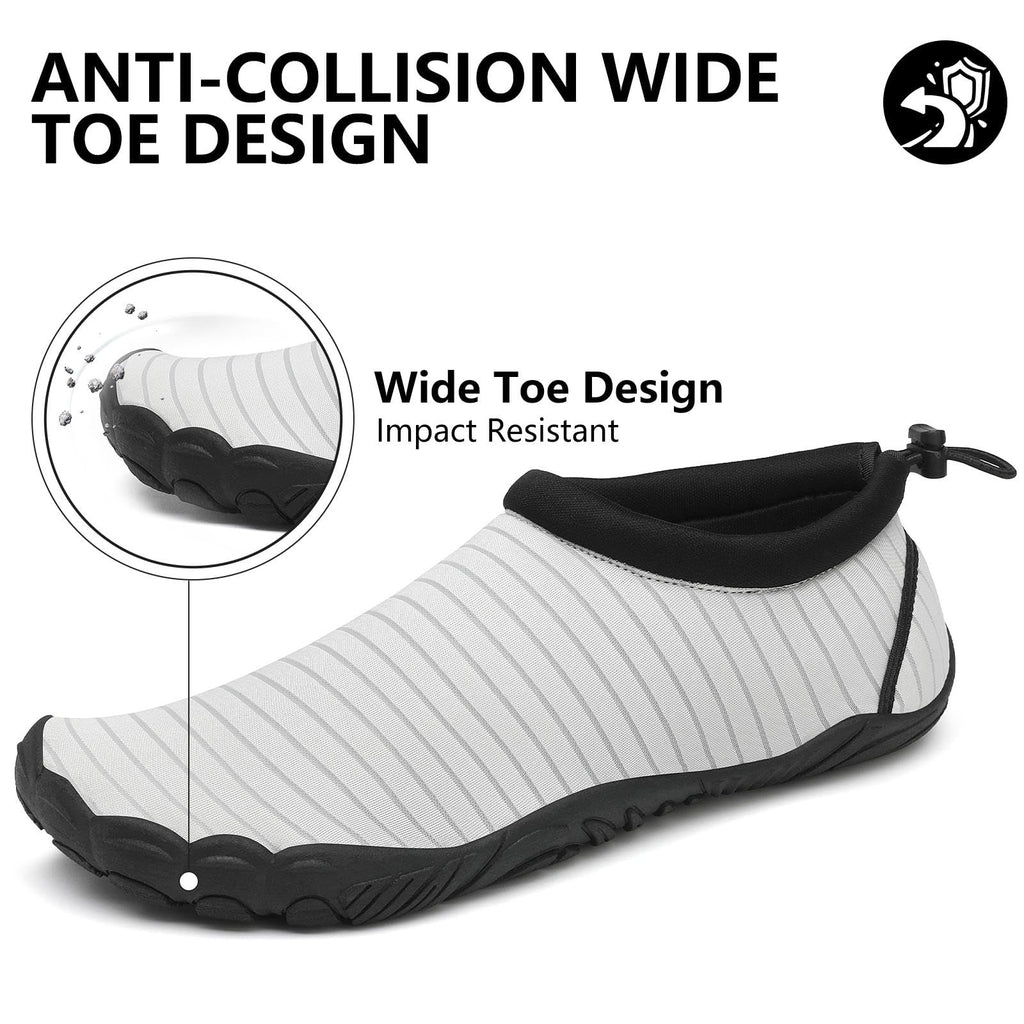 Mishansha Womens Mens Water Shoes Wide Toe Box Swim Beach Barefoot Shoes Quick Dry Non Slip Pale Grey 10 Women/8 Men