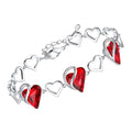 Leafael Infinity Love Heart Gift Bracelet for Women, January & July Birthstone Crystal, Siam Ruby Red, Silver Tone Birthday Jewelry for Her, Mom, and Wife, 7-inch Chain and 2-inch Extender