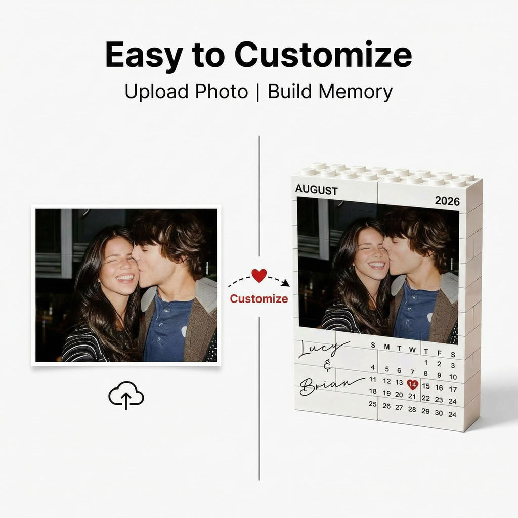 Custom Couple Photo Building Blocks, Personalized Bricks Puzzle with Pictures, Home Decor Photo Frame Anniversary Birthday Valentines Gifts for Women, Wife, Men, Her, Him, Couples