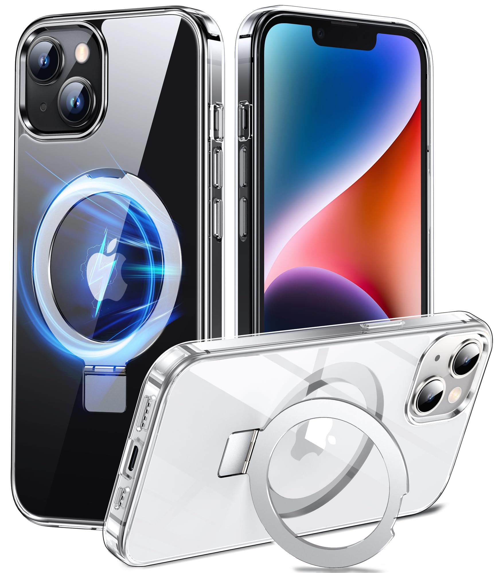 Chicfun 3-in-1 [Magnetic+Kickstand+Ring Holder] for iPhone 13 Case, iPhone 14 Case Compatible with MagSafe, Phone Case iPhone 13/14 with Stand Military Shockproof Protective Magnetic Cover