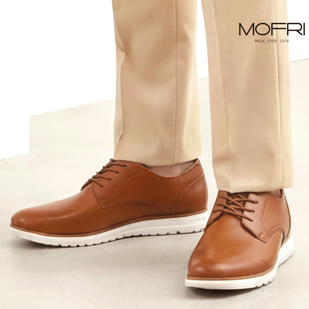 Mofri Mens Dress Shoes Casual Oxfords Shoes for Men Lace-Up Casual Dress Sneakers for Office Business Formal Comfortable Lightweight Cushioning Walking Shoe(Brown,10.5)