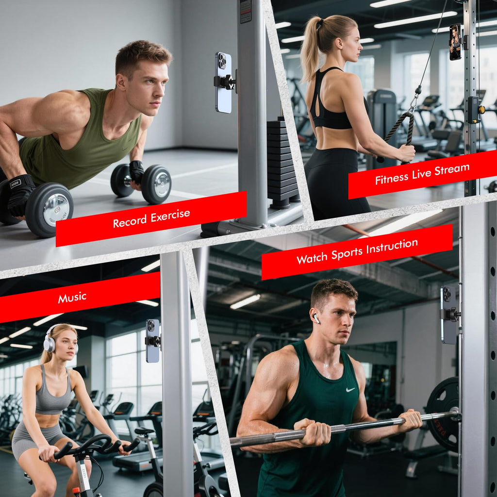 Aourxiv Magnetic Phone Holder for Gym, Powerful N52 Magnet Base, Multi-Angle Adjustable Magnetic Phone Holder Gym Accessories Compatible with All Smartphones 4-7", Nice Gifts for Gym Lovers