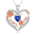 OKROKTOT Sapphire Necklace for Women Heart-Shaped September Birthstone Pendant Sapphire Jewelry Birthday Anniversary Christmas Mother's Day Jewelry Gift for Mom Wife Sister Daughter Girlfriend Her