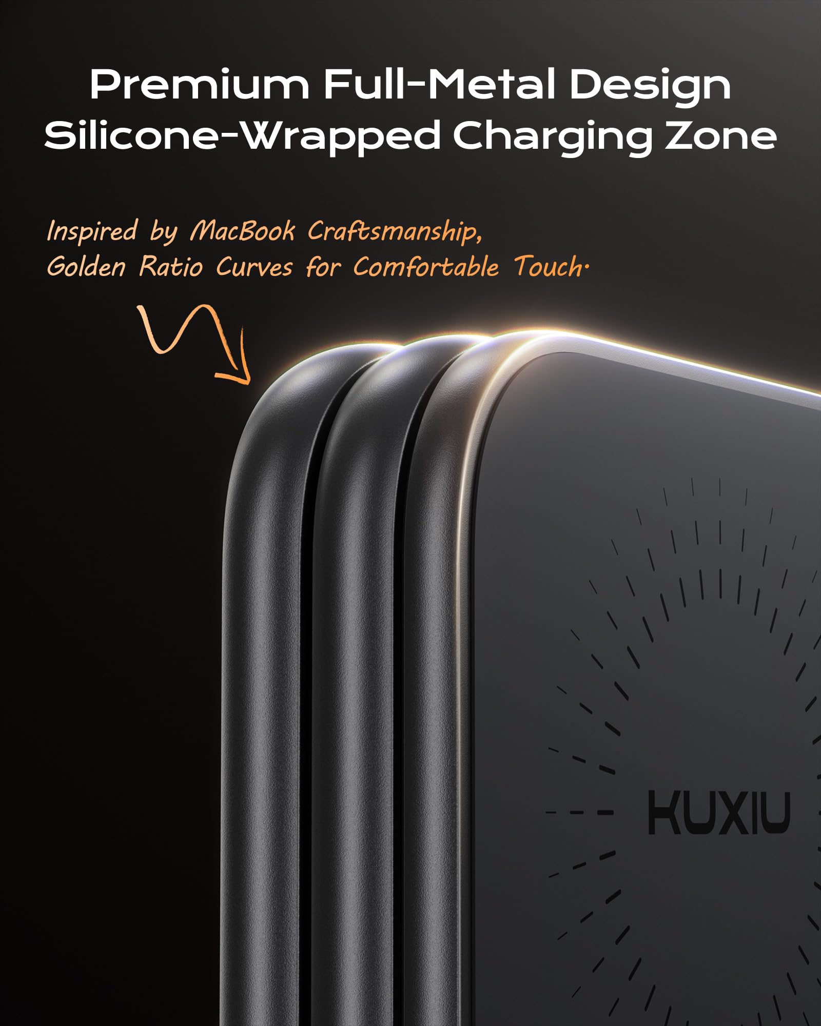 KU XIU Qi2.2 25W Magnetic Wireless Charger, Foldable 3 in 1 Travel Charging Station for iPhone 17/16/15/14/13/12, 5W for Apple Watch & AirPods, Aluminum Alloy Design, 45W GaN Adapter Included, Gray