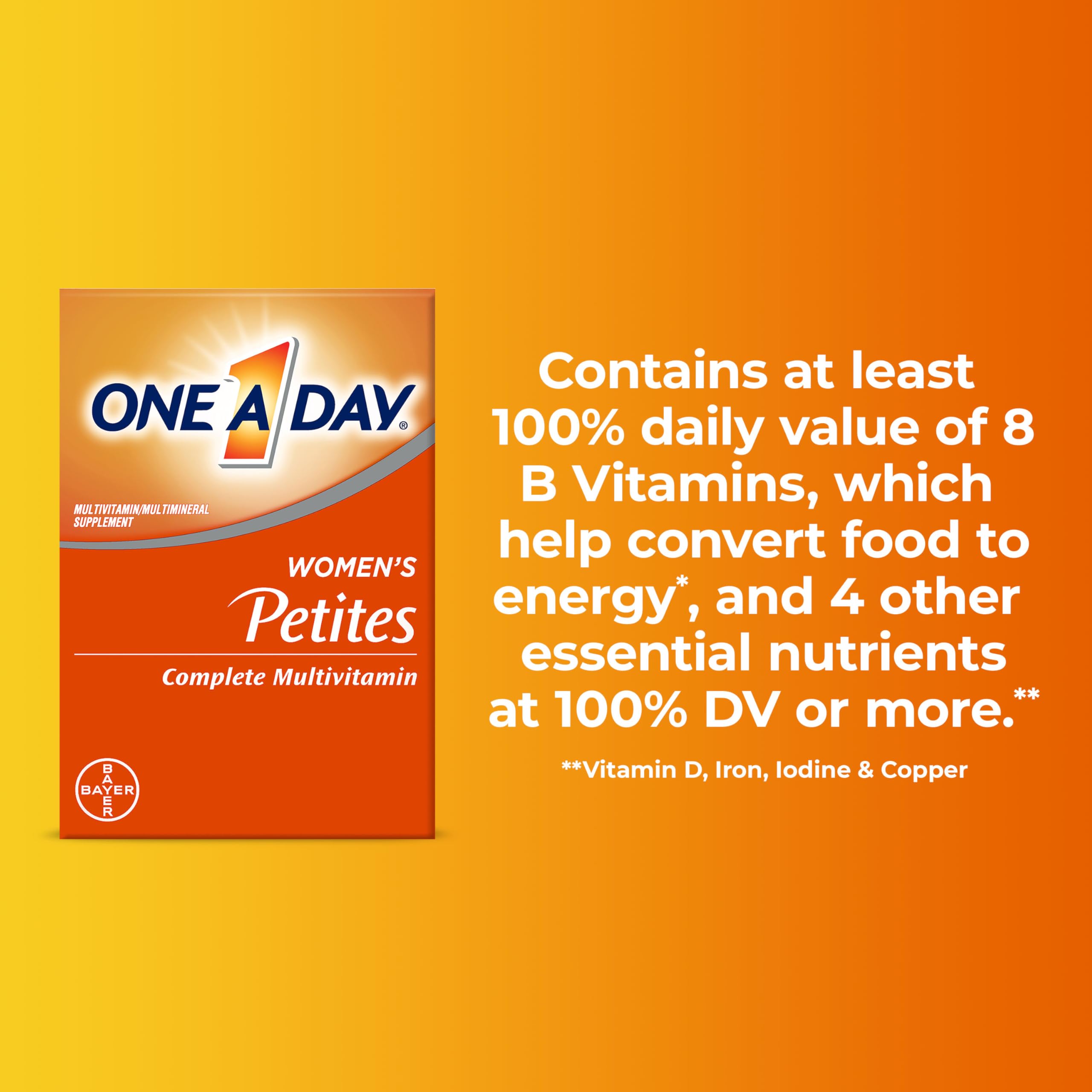 One A Day Women’s Petites Multivitamin,Supplement with Vitamin A, C, D, E and Zinc for Immune Health Support, B Vitamins, Biotin, Folate (as folic acid) & more,Tablet, 160 count