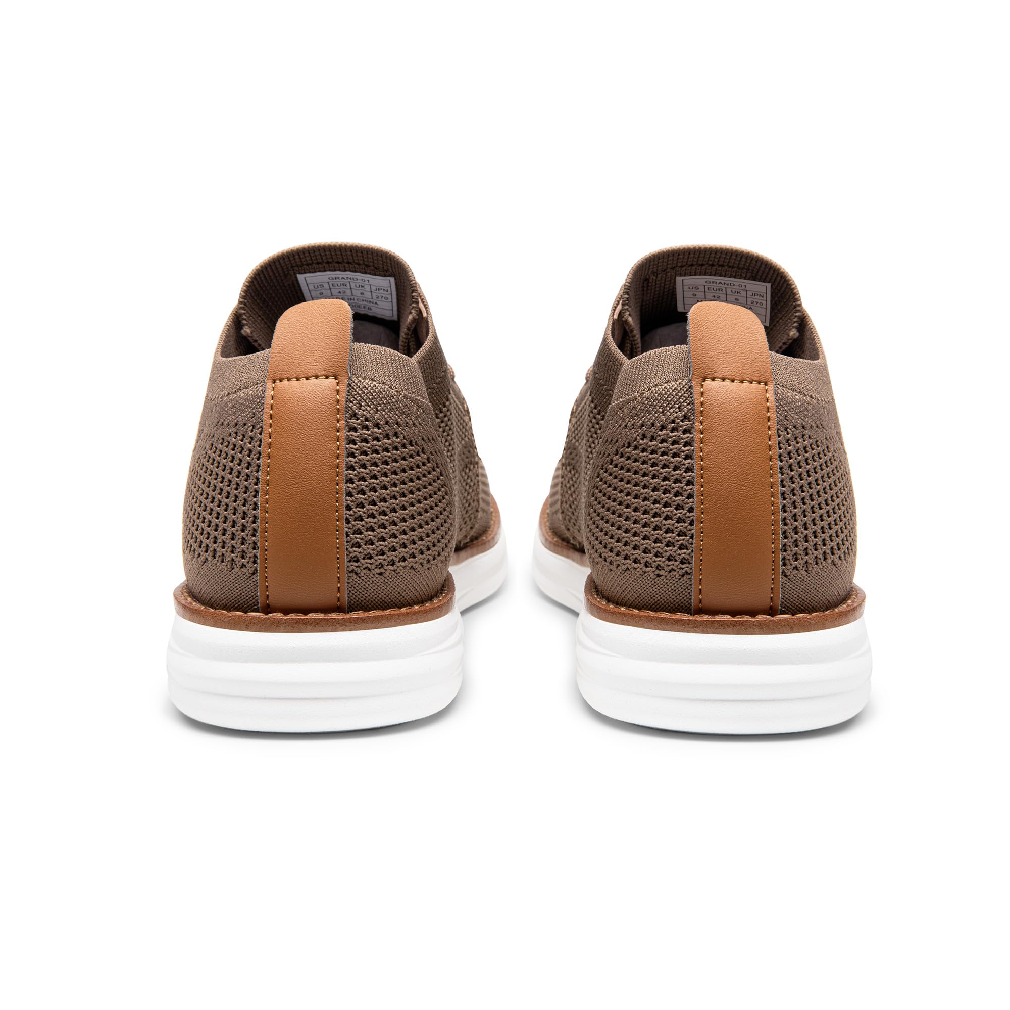 Bruno Marc Men's KnitFlex Breeze Mesh Oxford Sneakers - Breathable Business Casual Shoes Lightweight & Comfortable Walking Shoes for Men, Size 9,Light/Brown,GRAND-01