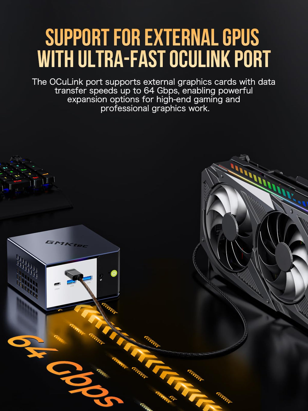 GMKtec AI Mini PC AMD Ryzen AI 9 HX-370(5.1GHz | 80 Tops | Radeon 890M) 32GB 1TB SSD Mini Gaming Computers Oculink/USB 4.0 /Triple Screen 8K Display/WiFi 6/ EVO-X1