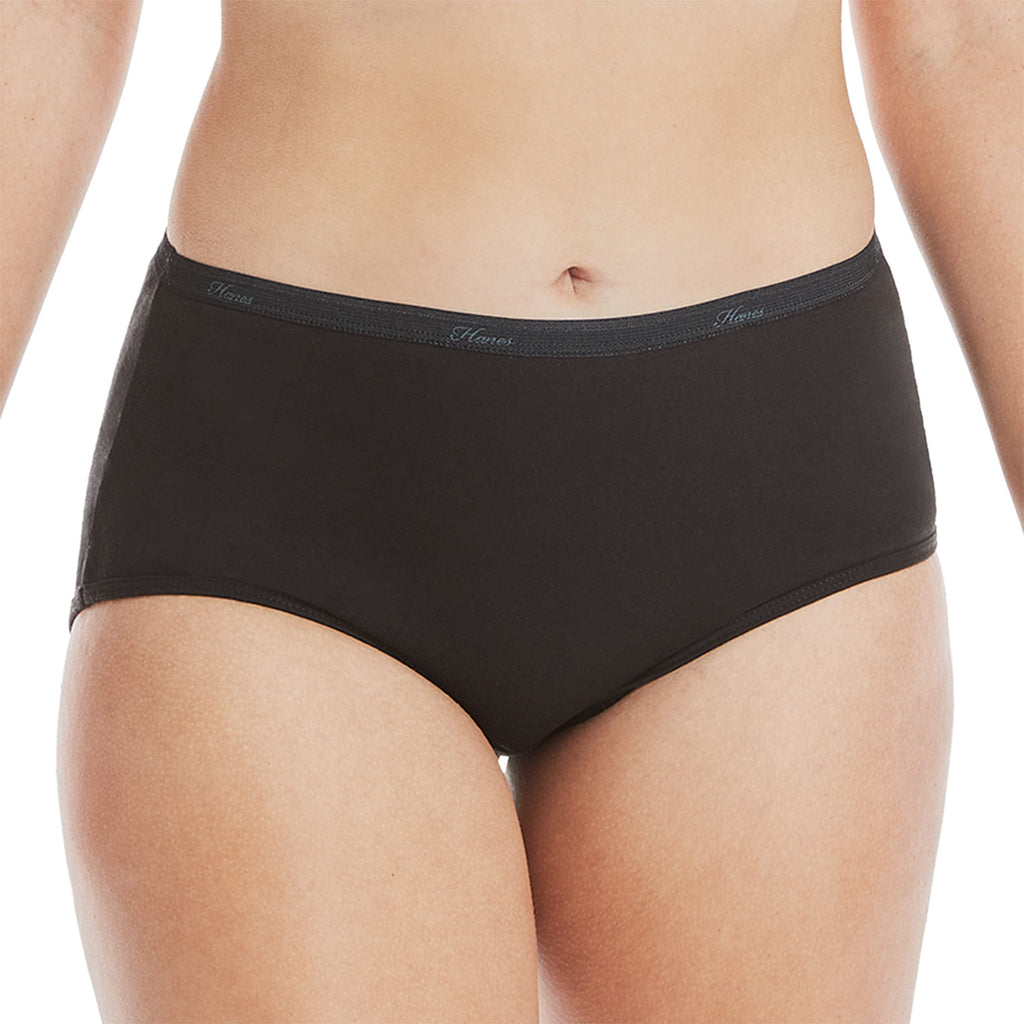 Hanes Womens High-waisted Panties, 6-pack, Moisture-wicking Cotton (Colors May Vary) Briefs-underwear, Solid/Print Mix, 9 US