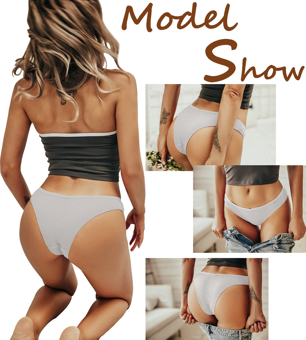 FINETOO 10 Pack Womens Cotton Underwear Sexy Stretch Bikini Panties Low Rise Hipster Ladies Soft V-Waist Cheeky(L)