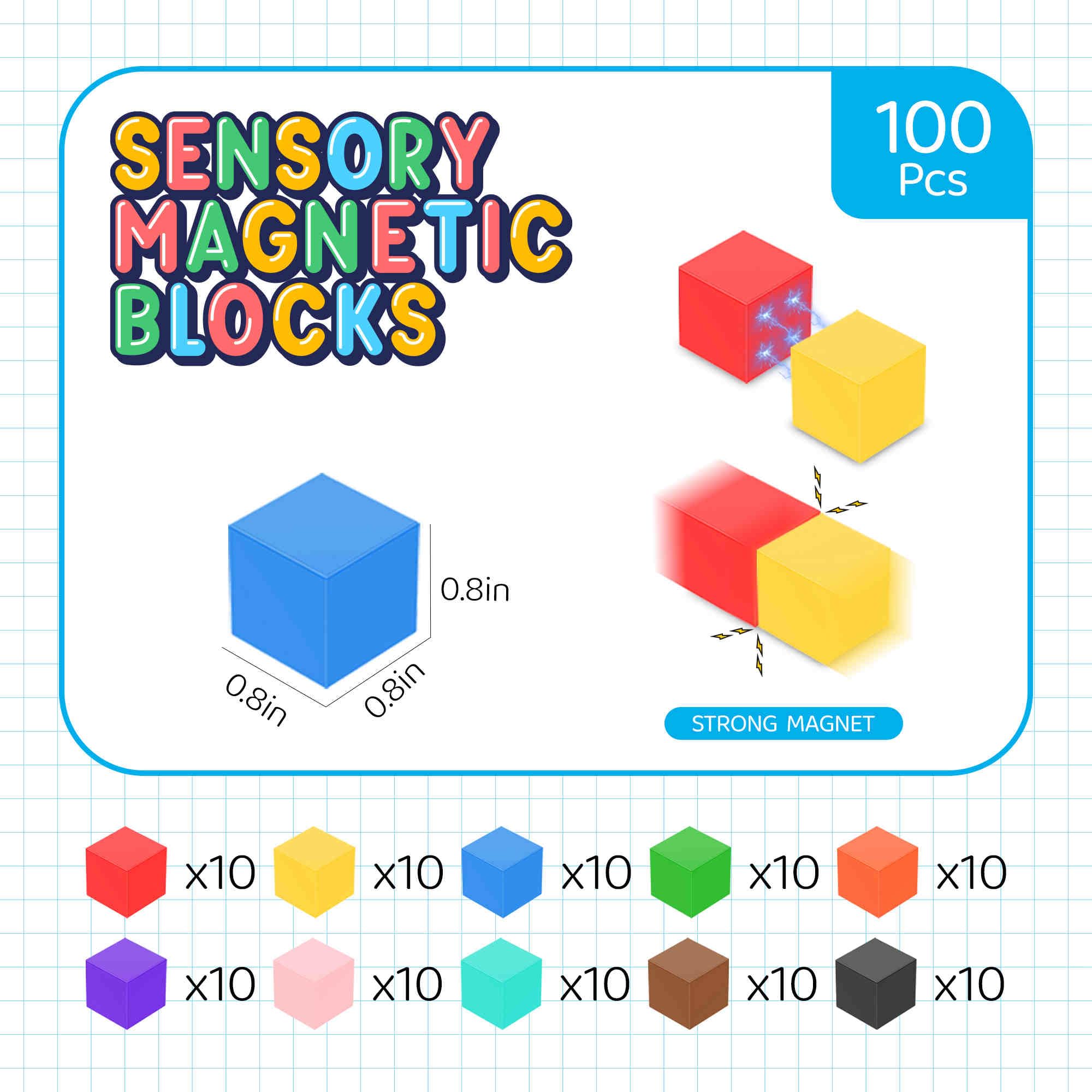 SmartYeen 100PCS Magnetic Blocks,Magnetic Building Blocks for Toddlers Sensory & STEM Montessori Toys,Ideal Gifts for Boys Girls 3-8 Years Old