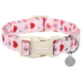 DOGWONG Valentine's Dog Collar, Adjustable Durable Pink Heart Dog Collar Cute Girl Dog Collar for Small Medium Dogs
